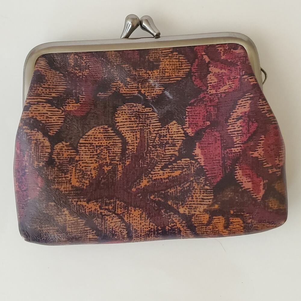 Patricia Nash Colorful floral leather & silver metal hardware hinge top closure